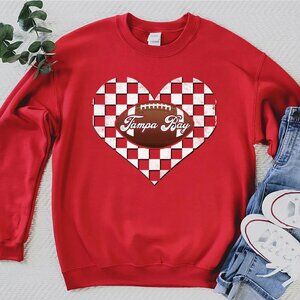 Red- Tampa Bay Football Crewneck Sweatshirt , Vintage Style 90s Tampa Bay Sweate